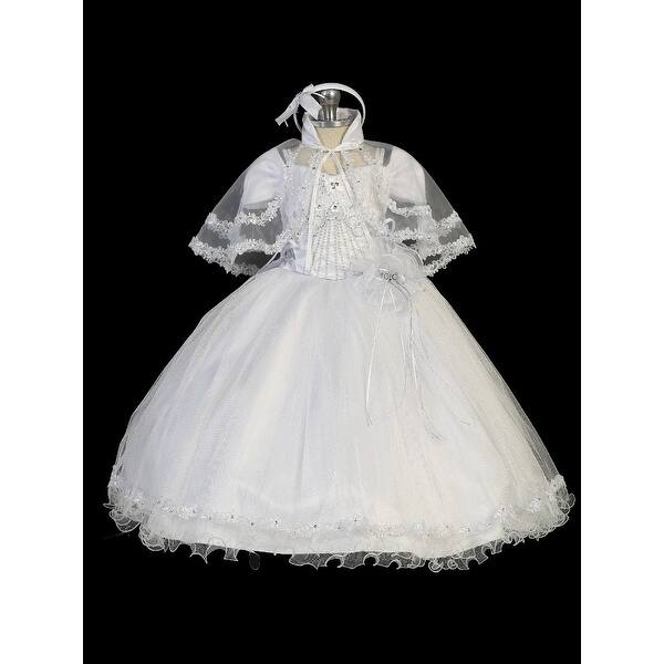 Shop Tip Top Kids Little Girls White Flower Glitter Tulle Cape