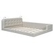 preview thumbnail 5 of 16, Queen Size Upholstered Platform Bed with 2 Reading Lights, White