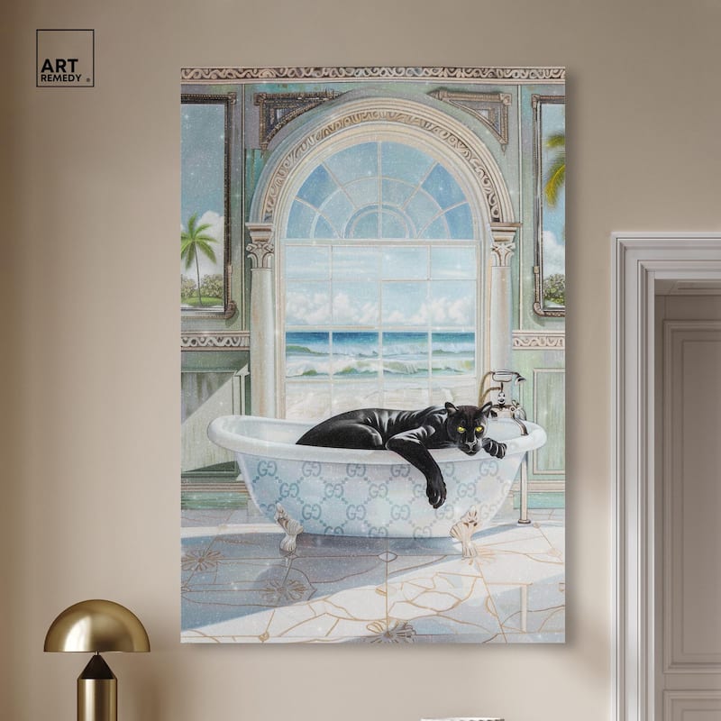 Panther Arch Bathroom Glam Canvas by Art Remedy, Gallery Wrapped