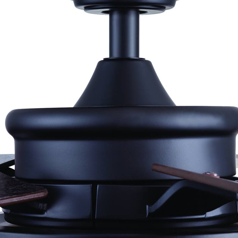 52" Honeywell Carnegie Matte Black Industrial Farmhouse LED Ceiling Fan with Light and Remote Control