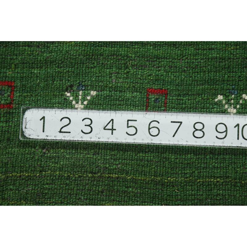 Green Gabbeh Indian Runner Rug Handmade Tribal Wool Carpet - 2'7" x 7'7"