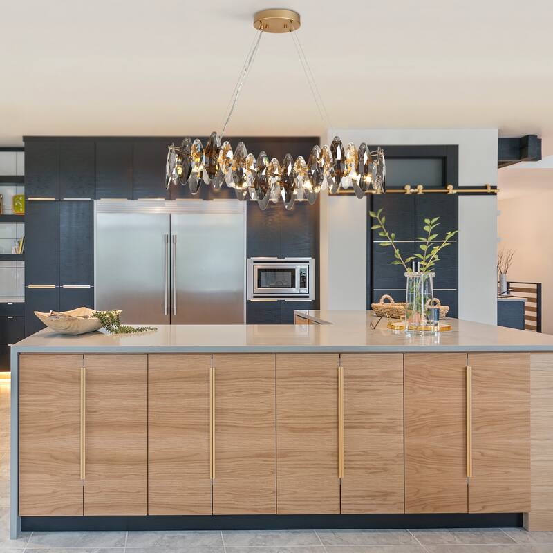Modern Glam 4-Light Crystal Chandelier Linear Kitchen Island Lights - Gold - 32" W x 9.8" H x 9" D