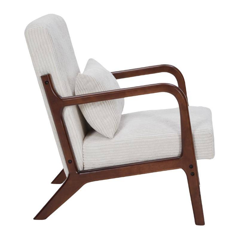 Mid-Century Modern Accent Chair, Arm Chair Living Room Chairs with Pillow Upholstered Reading Chair with Solid Wood Frame