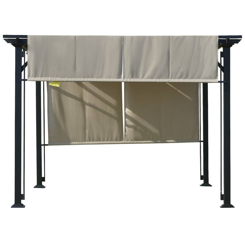 Outsunny 12ft x 10ft Outdoor Retractable Canopy Pergola Steel Frame Patio Pergola Shelter Sun Shade