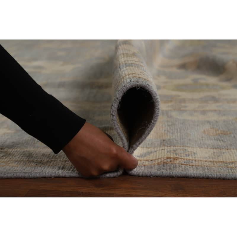 Hand Knotted Oriental 100% Wool Carpet Transitional All-Over Greys & Charcoal Oushak Area Rug - 11' 11'' X 9' 4''