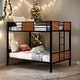 preview thumbnail 1 of 14, Unique Style Full-Over-Full Bunk Bed Modern Style Steel Frame Bunk Bed With Safety Rail, Built-In Ladder,Functional Bunk Bed Brown