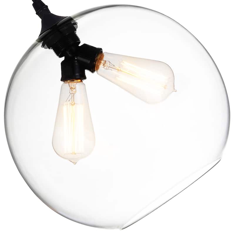 Glass 2 Light Down Mini Pendant With Finish - Transparent