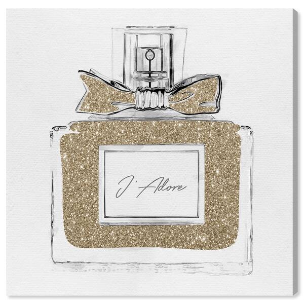 Oliver Gal 'J'Adore Perfume Glitter' Fashion and Glam Wall Art Canvas Print  Perfumes - Gold, White - On Sale - Bed Bath & Beyond - 31291049