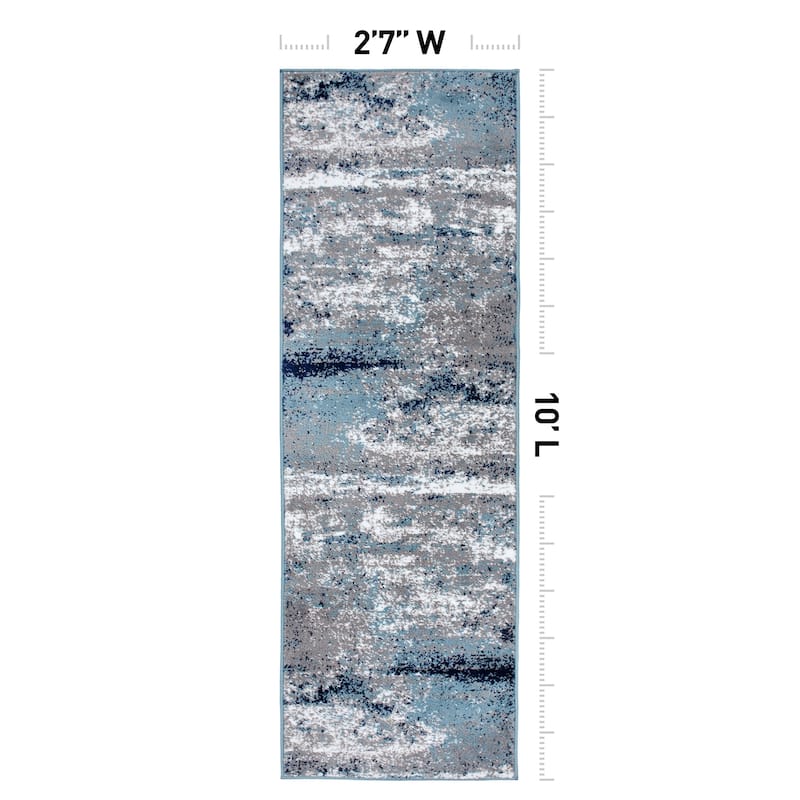 World Rug Gallery Distressed Abstract Watercolor Area Rug