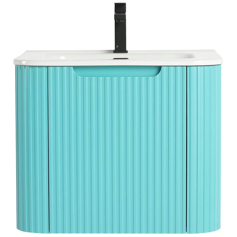 Caskvalley Modern Bathroom Vanity with Straight Fluted Design - Sink Included