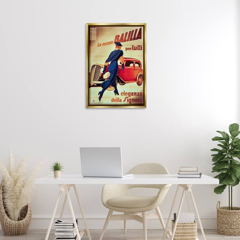 Stupell Antique Vehicle & Woman Advertisement Framed Floater Canvas Wall Art Design By Marcus Jules