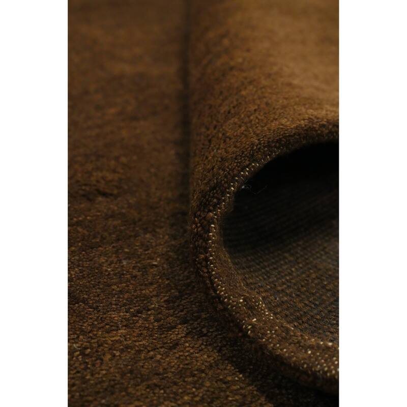 Hand Knotted Oriental 100% Wool Carpet Modern Solid Brown Gabbeh Area Rug - 5' 9'' X 3' 10''