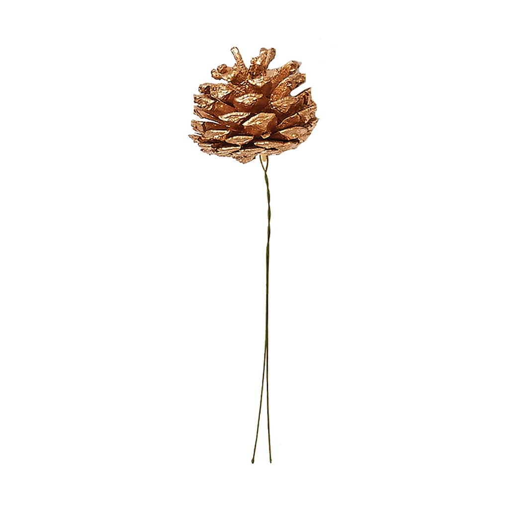3" Gold Pine Cone Pick, Set of 12 - 8