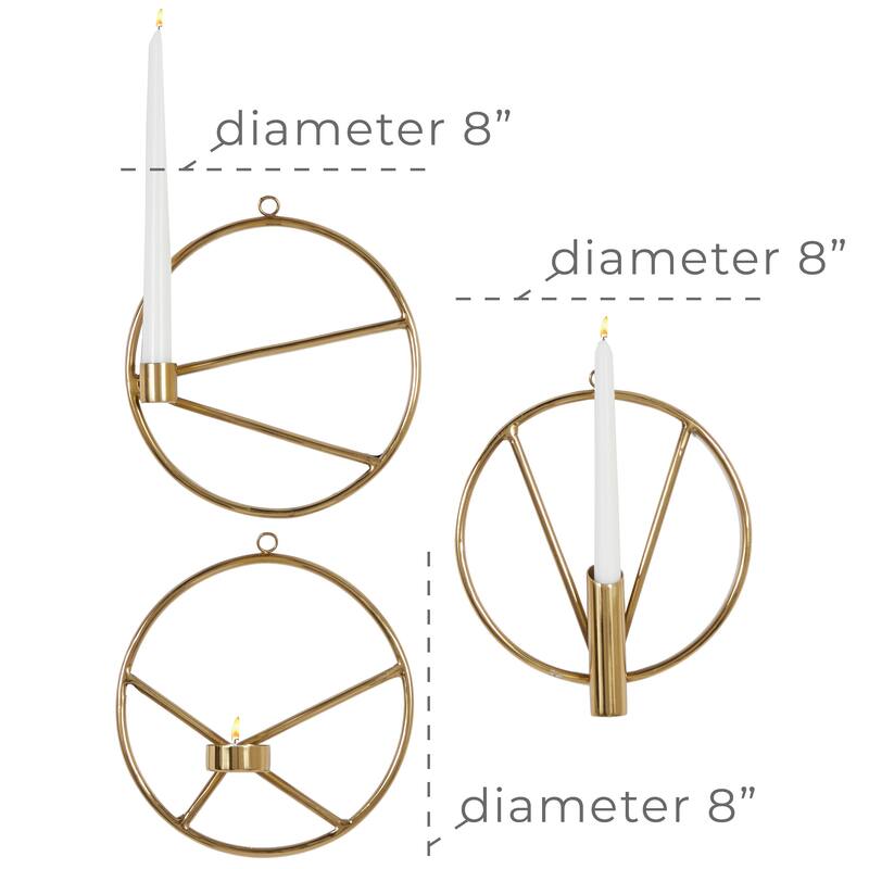 Gold Stainless Steel Modern Wall Sconce (Set of 3) - S/3 8"W, 8"H