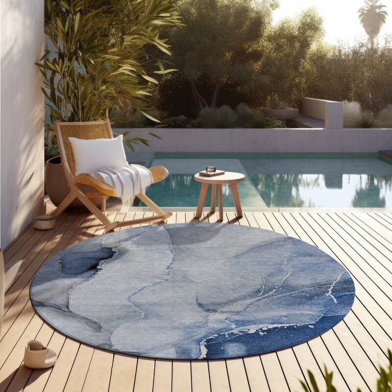 Alto Contemporary Abstract Weather Resistant Blended Style Outdoor Rug