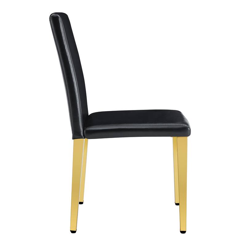 Set Of 2 Pu Leather Backrest Chairs With Gold Metal Legs, 16.2*18.5*34.6 Inches