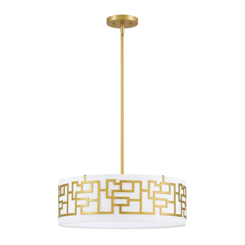 Murray 4-light drum Pendant chandelier with Gold frame - 20 in. W