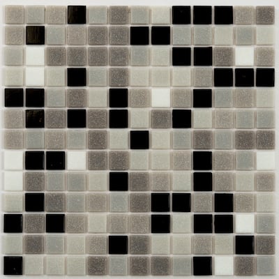 Apollo tile 12" x 12" Mingles Glossy Gray Black Glass Tile (20 sq ft/case) - 20 Pack
