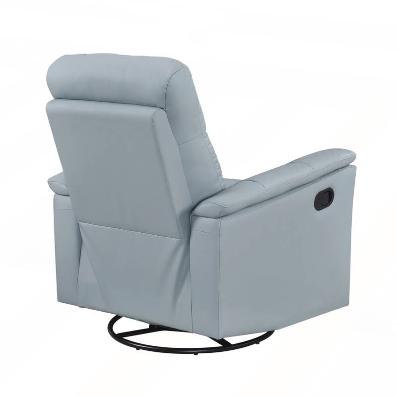 Silver Color Leather Upholstered Reclining Chair