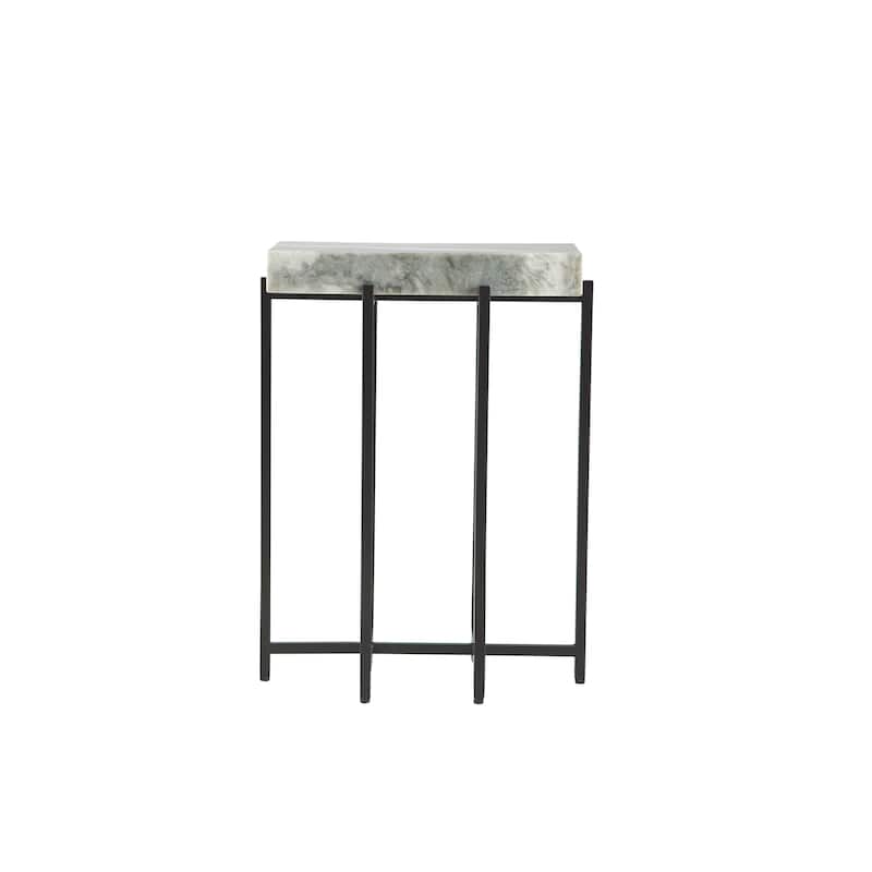 View Point Modern 24" Tall Genuine Marble Top Accent End Table