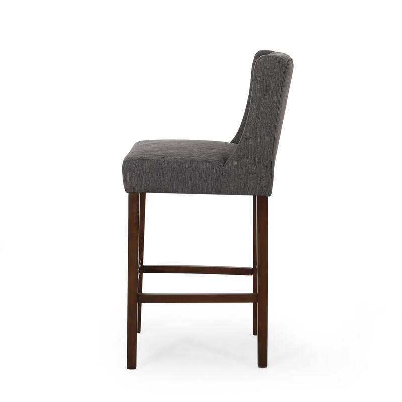 30" Modern Set of 2 Bar Stools with Button-Tufted Backrests Seats, Metal Legs, for Bar Dining Room and Living Room