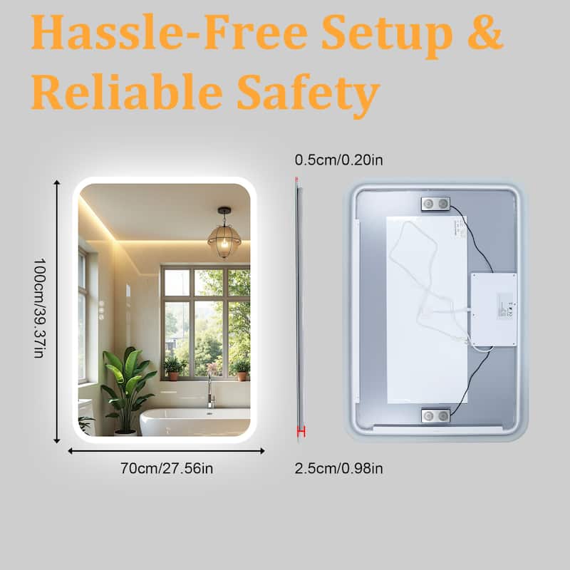 Bluetooth Speaker Smart LED Illuminated Tempered Glass Lighted Bathroom Mirror Backlight Wall Makeup Mirror