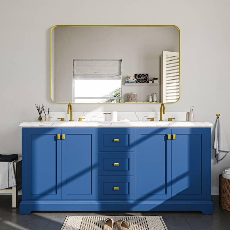 Stylish Rounded Aluminum Framed Bathroom Mirror – Full Length Wall Accent Mirror for Elegant Home Decor