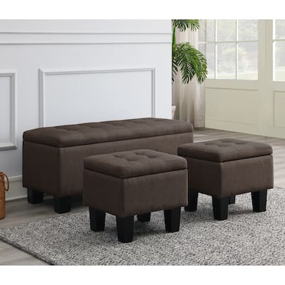 Mid-Century Modern Tufted Storage Lift Top Bench