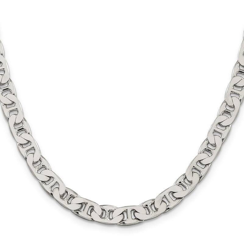 Curata 925 Sterling Silver 6.5mm Mariner Anchor Chain Necklace for Men