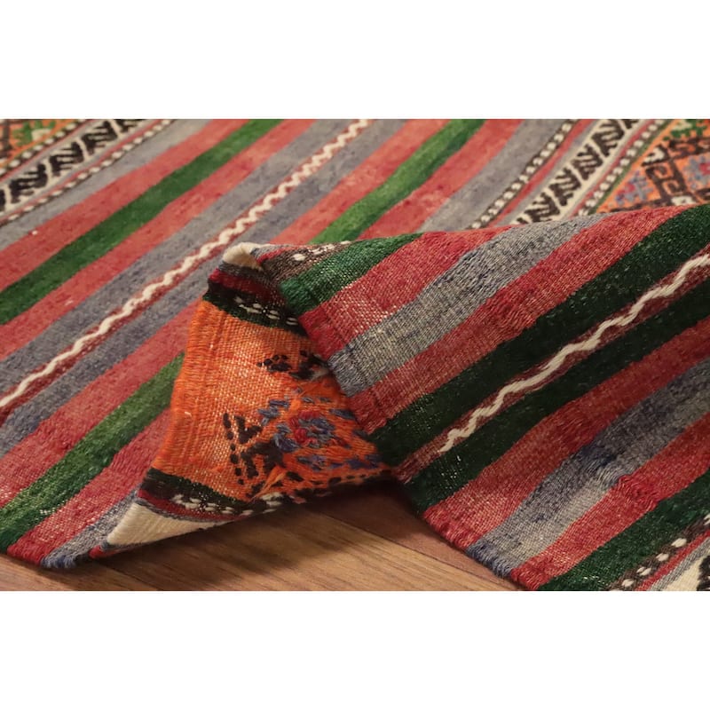 Hand Woven Oriental 100% Wool Carpet Southwestern Tribal Multi-Colored Kilim Area Rug - 7' 10'' X 5' 10''