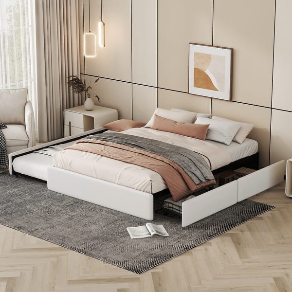 Queen Size MultiFunctional Grounded Bed Upholstered Bed Frame Bed
