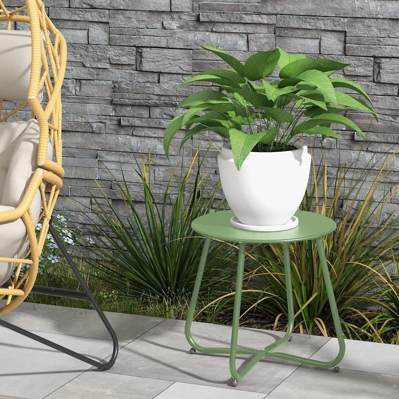 Patio Side Tables for Outside, Small End Table Accent Table Metal Round for Deck Garden Porch Balcony Yard Lawn