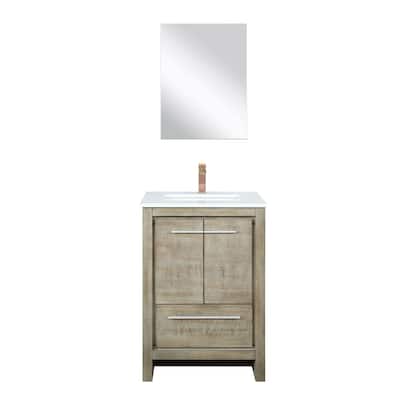 Lafarre Bath Vanity with Cultured Marble Top, Sink, Mirror and Rose Gold Faucet