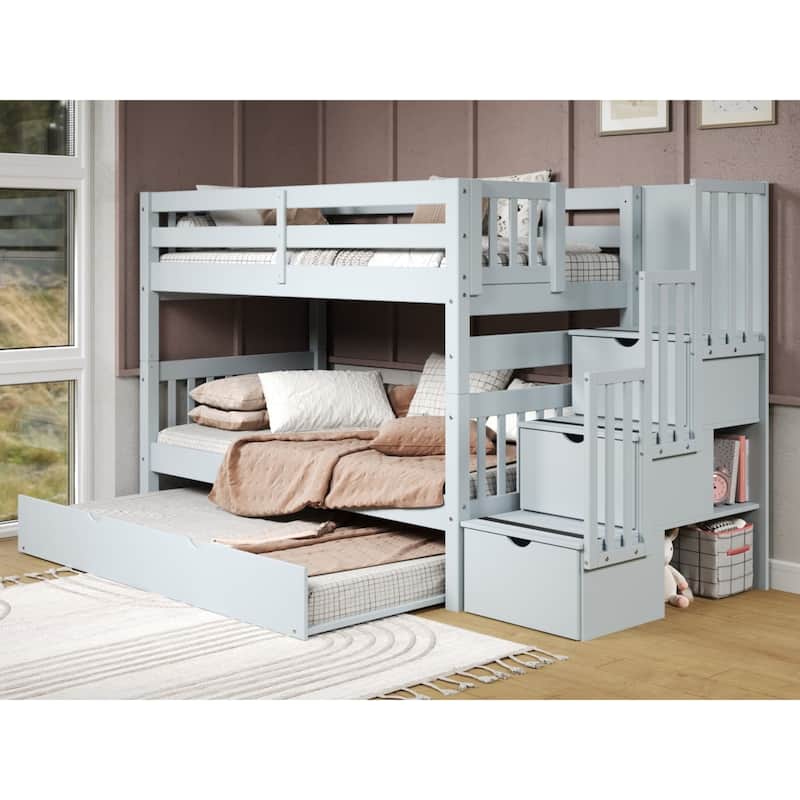 Taylor & Olive Trillium Twin over Twin Stairway Bunk Bed, Twin Trundle