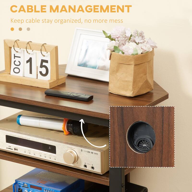 Brown 23.5" TV Stand with Storage Shelves and Steel Frame for Under 29 Inch TVs