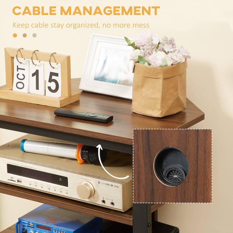 TV Stand AV Media Stand Corner Audio Tower with Storage Shelves - Brown