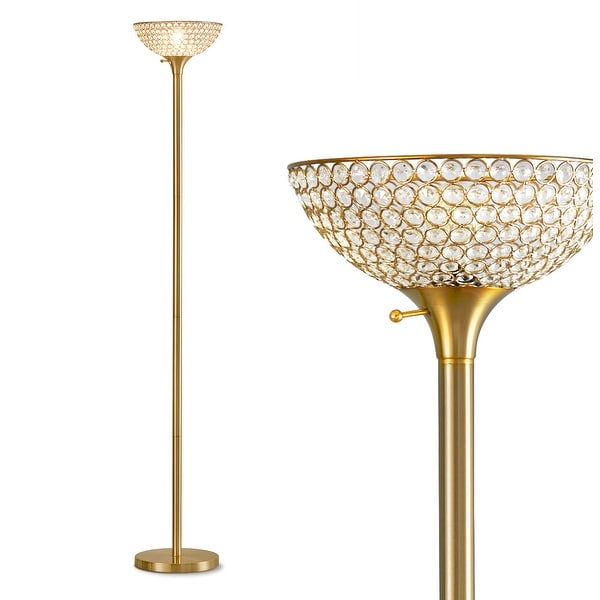 HOMEGLAM Lucie 71 inch Crystal Shade Torchiere Floor Lamp On Sale Bed Bath Beyond 31833671