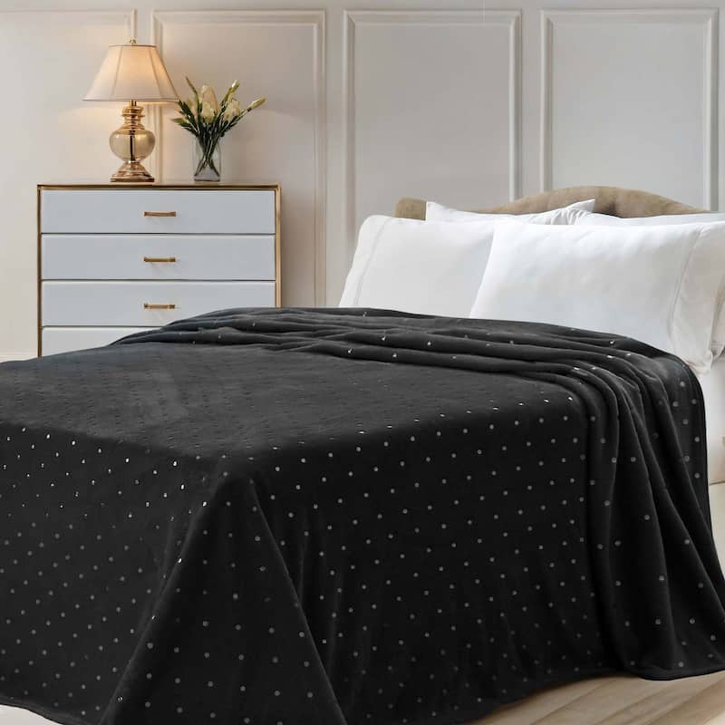 Superior Fleece Plush Medium Weight Soft Fluffy Decorative Blanket - King - Black
