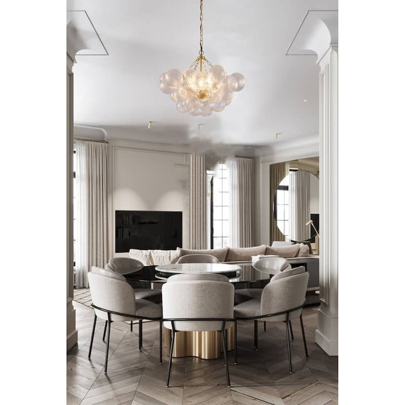 8-Light Brass Chandelier With Clear Swirl Glass Accents