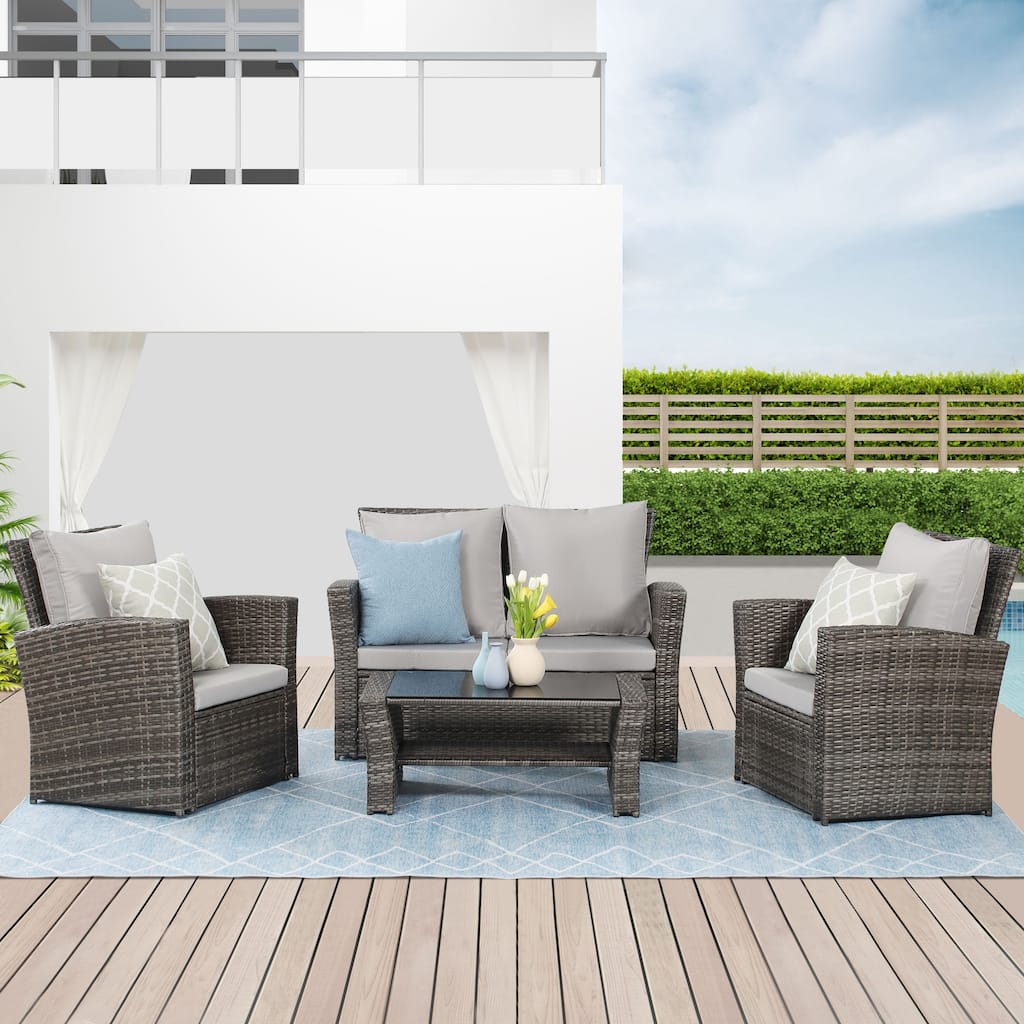 Royalcraft 4 Piece PE Rattan Wicker Outdoor Patio Furniture Set