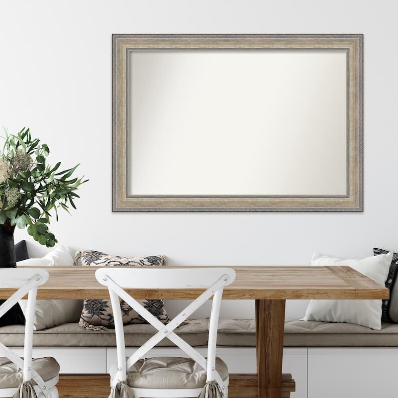 Fleur Silver Non-Beveled Wood Framed Wall Mirror - Fleur Champagne Silver