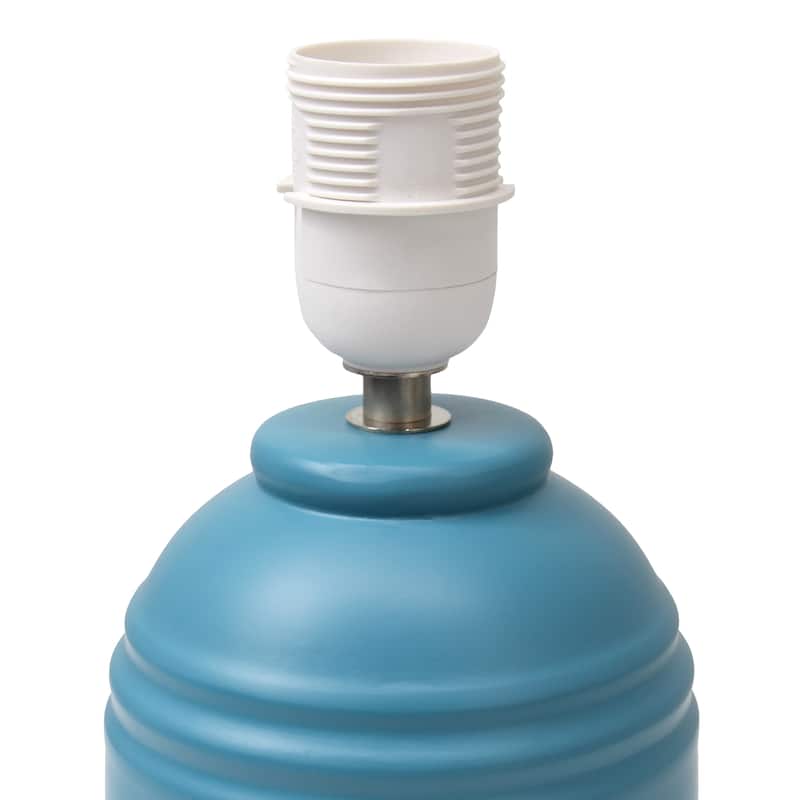 Ceramic Mini Jar Table Lamp with Fabric Drum Shade for Bedroom, Living Room - 6 x 6 x 13 in. (L x W x H)