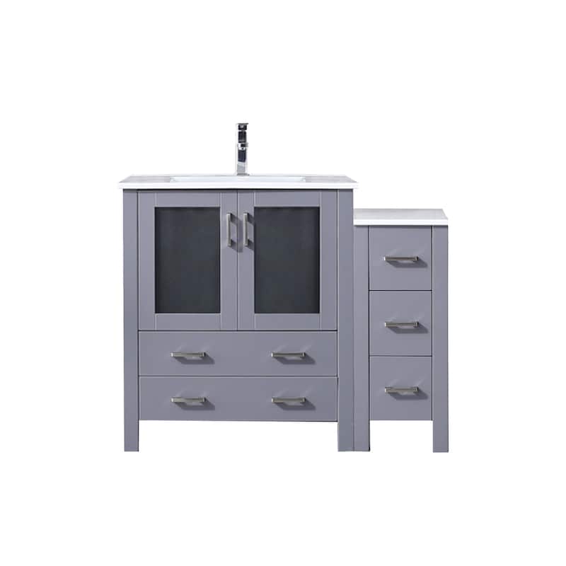 Volez Bath Vanity with Side Cabinet, Ceramic Top & Sink