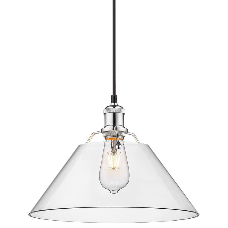 Orwell 14" Wide Large Pendant in Chrome with Clear Glass - Silver