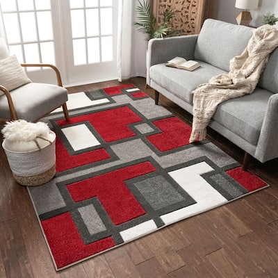 Well Woven Modern Geometric Color Block Area Rug