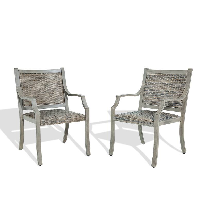 All-Weather Wicker Patio Chairs – Padded Outdoor Dining Set