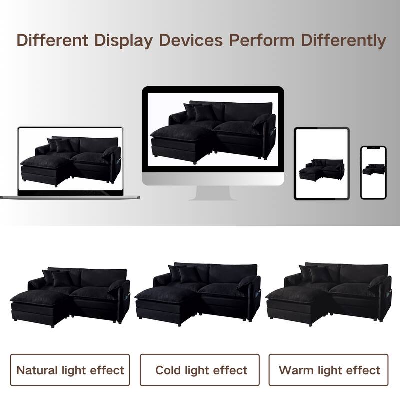 Modular Sofa DIY Combination Sofa for Living Room, Chenille Sectional Sofa Deep Seat Couch Set with Ottoman