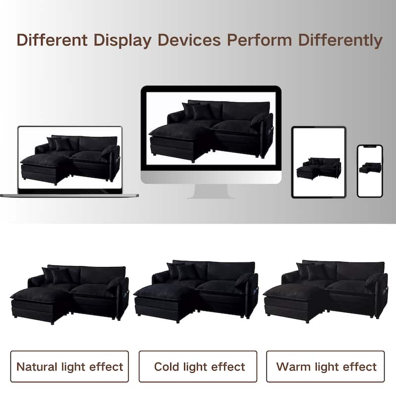 Oversized Chenille Single Sofa Chair, Upholstered Armchair Deep Seat Accent Chair Modular Couch, Lounge Chair & Ottoman Set