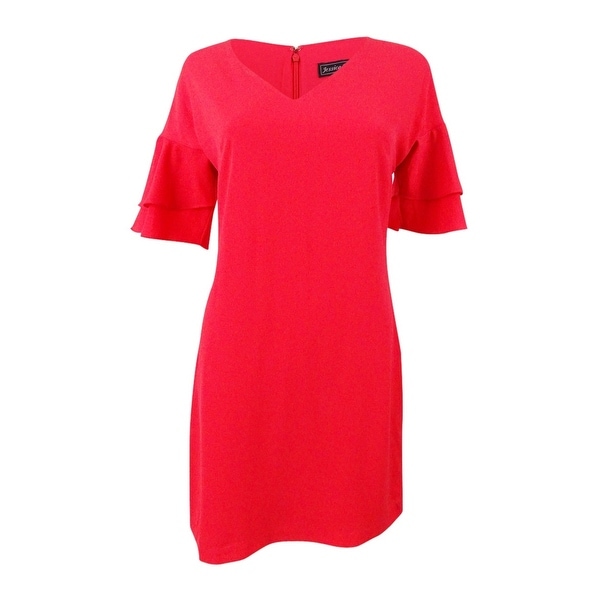 Jessica Howard Women's Petite Shift Ruffle-Sleeve Dress - Coral. Opens flyout.