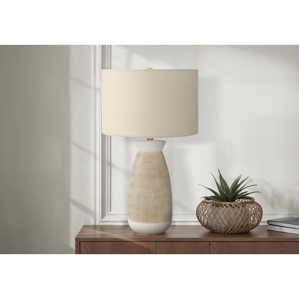 Lighting, 27"h, Table Lamp, Cream Ceramic, Beige Shade, Contemporary